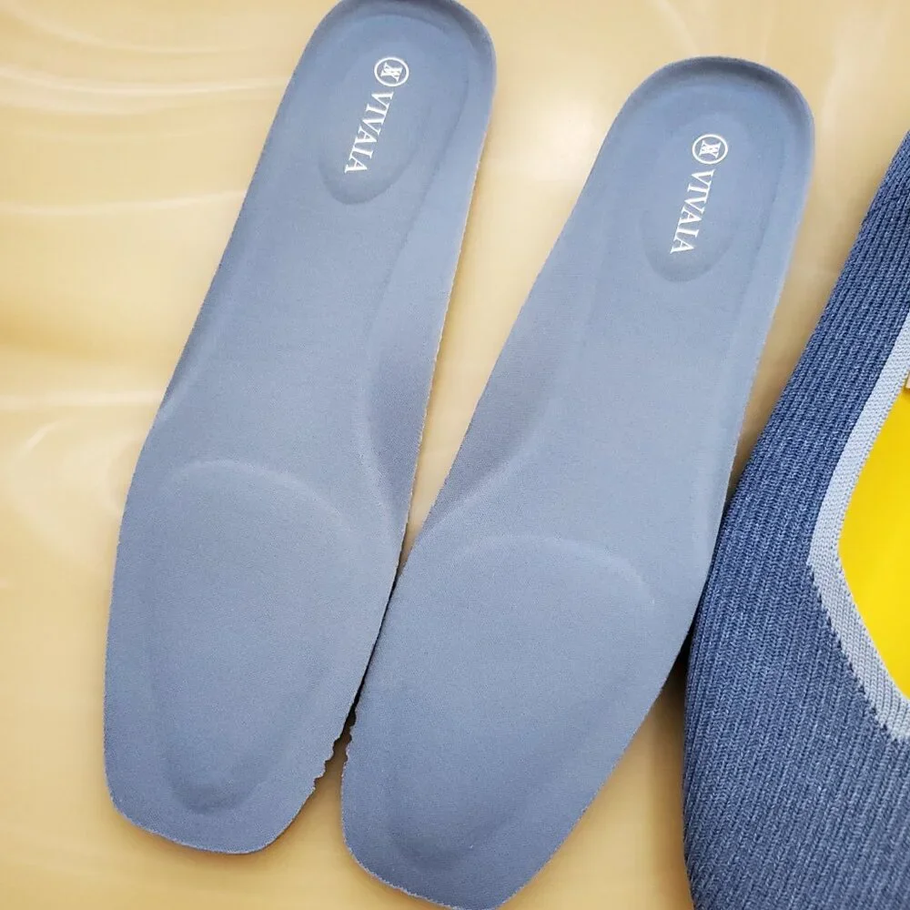 Vivaia Square-Toe V-Cut Margot Slip On Ballet Flats in Denim Blue Size 42/10.5